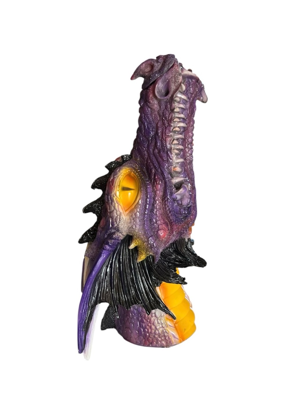 Smoking Dragon Head Incense Stick Holder Burner Purple 11.75” Tall X 5.5” Wide